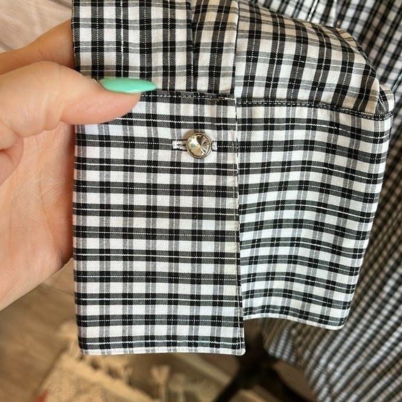 Talbots Casual Button Down Shirt Metallic Threads Long Sleeves Size 14 No Iron - Picture 4 of 8